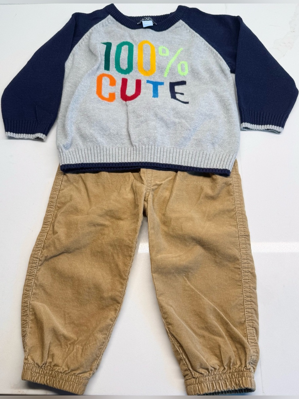 The Children’s Place 100% Cute Sweater & Corduroy Pants Set 12-18M